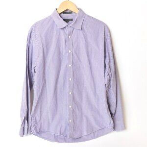 Saks 5th Avenue 100% Cotton Dress Shirt Purple 17.5", 34"-35" Trim Fit Purple